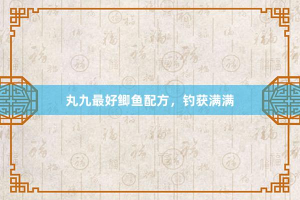 丸九最好鲫鱼配方，钓获满满